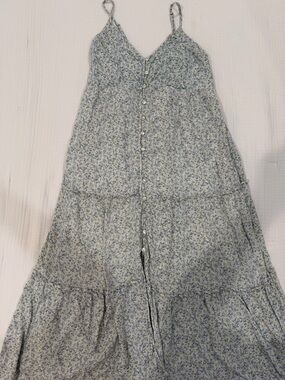 Abercrombie & Fitch Blue Floral Button-Front Maxi Dress